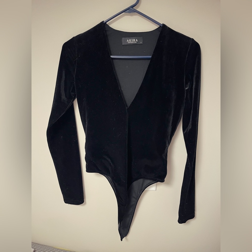 Velvet low cut bodysuit